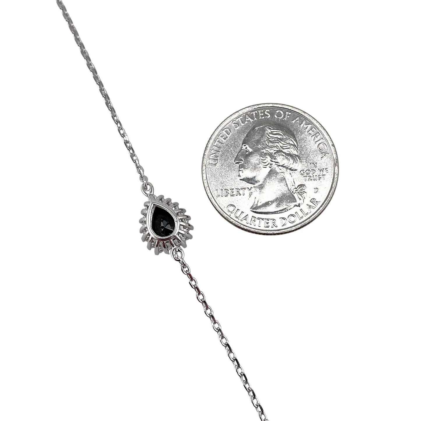 CZ Pear Stone Link Bracelet Sterling Silver