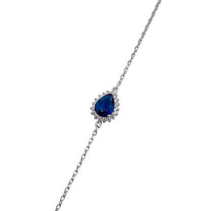 CZ Pear Stone Link Bracelet Sterling Silver