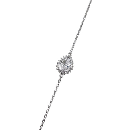 CZ Pear Stone Link Bracelet Sterling Silver
