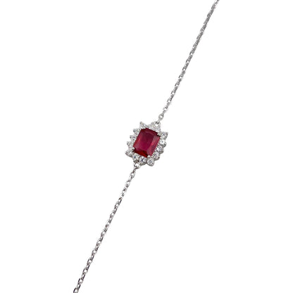CZ Rectangle Stone Link Bracelet Sterling Silver