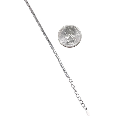 CZ Baguette Link Bracelet Sterling Silver