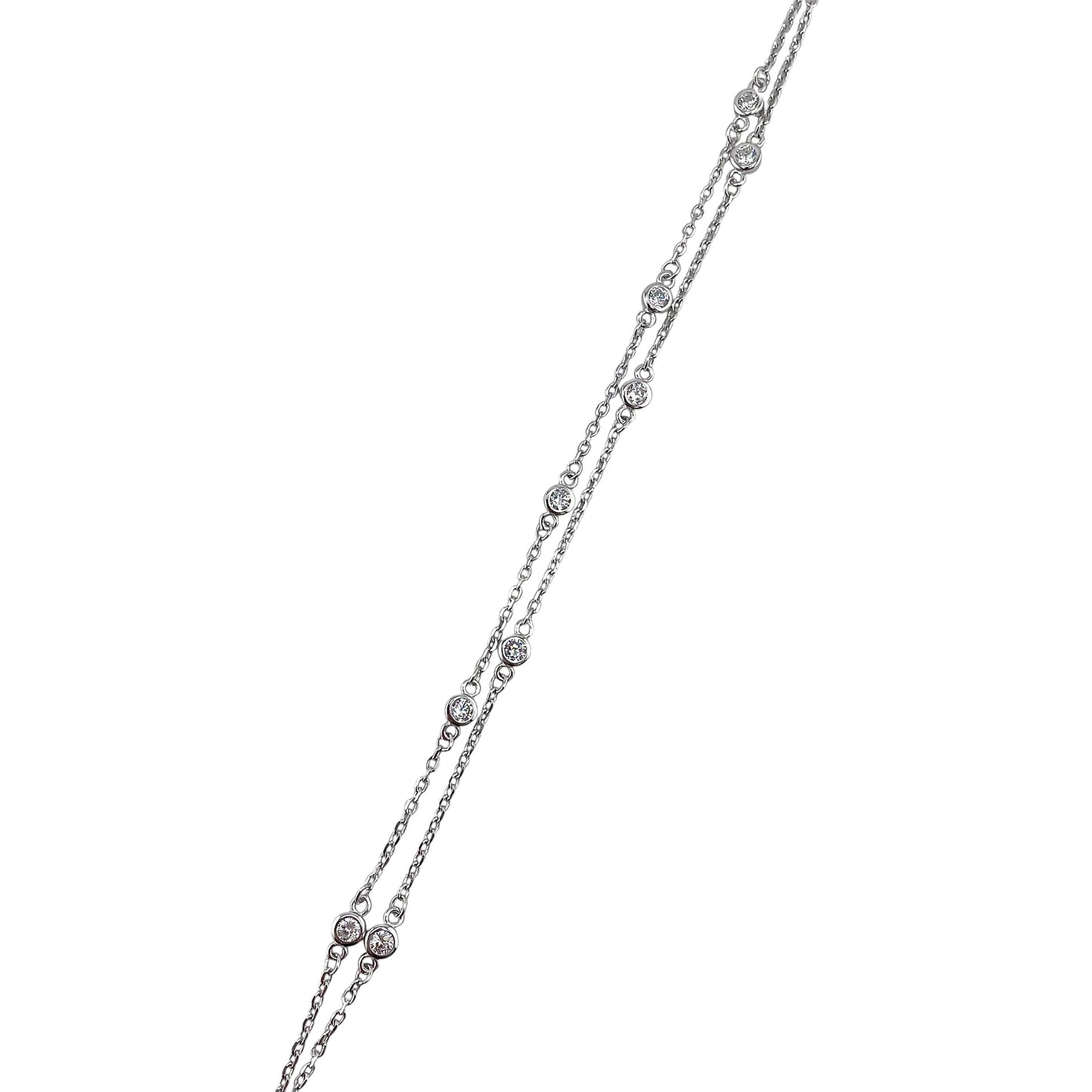 CZ Double Link Round Stone Bracelet Sterling Silver