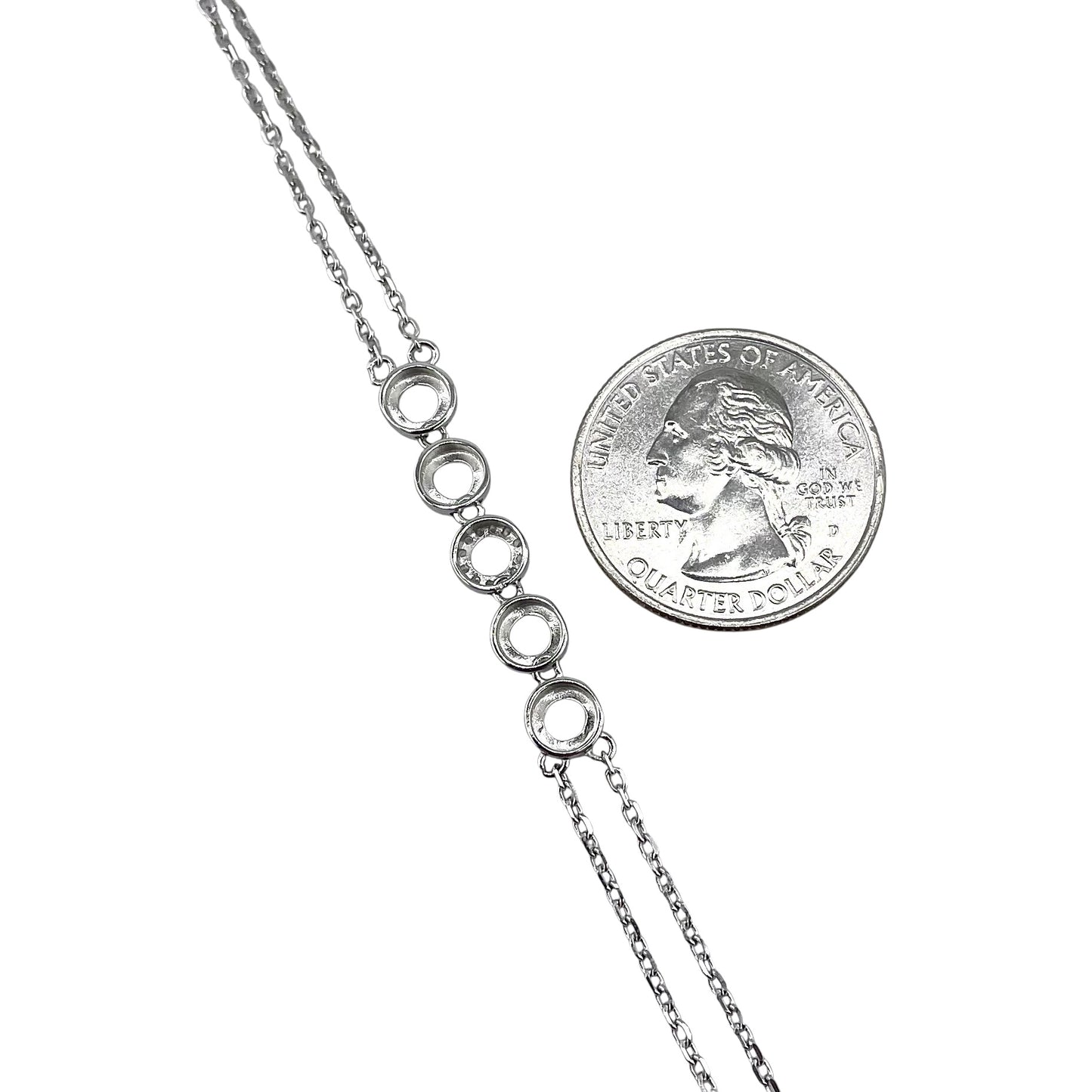 CZ Stone Round Link Bracelet Sterling Silver