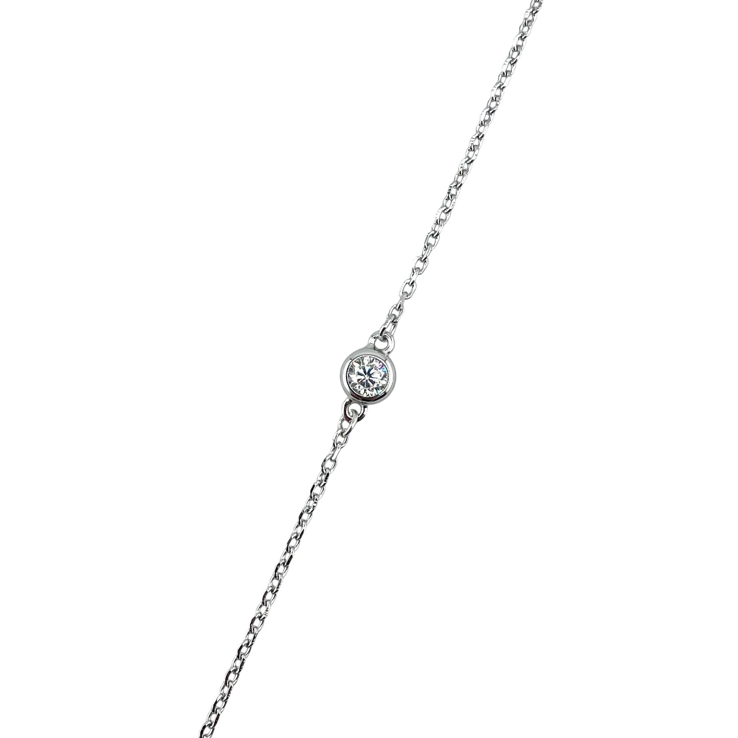 CZ Stone Round Link Bracelet Sterling Silver