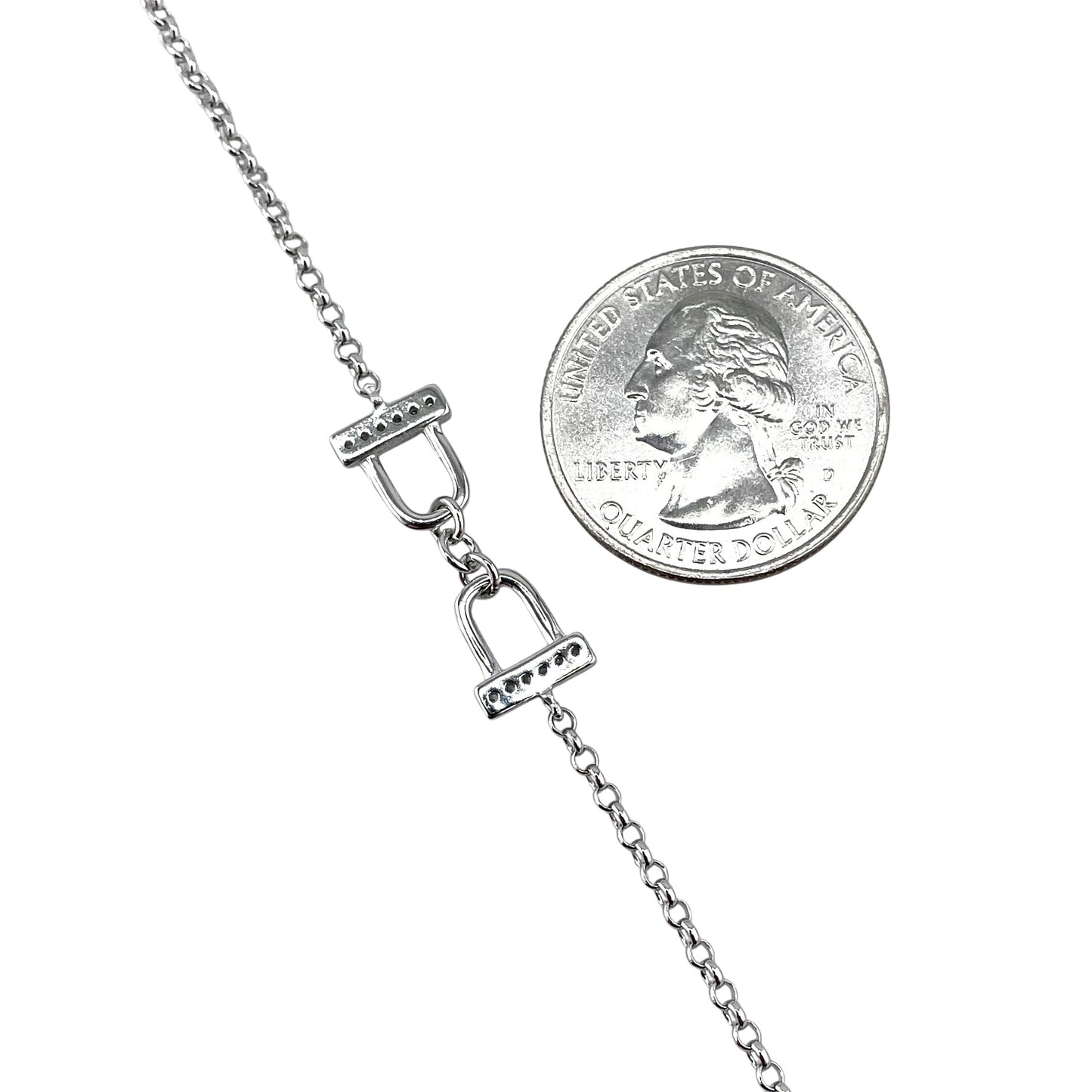 CZ Stone Lock Link Bracelet Sterling Silver