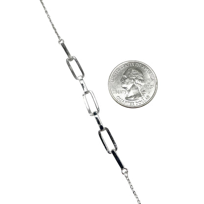 CZ Stone Paperclip Link Bracelet Sterling Silver