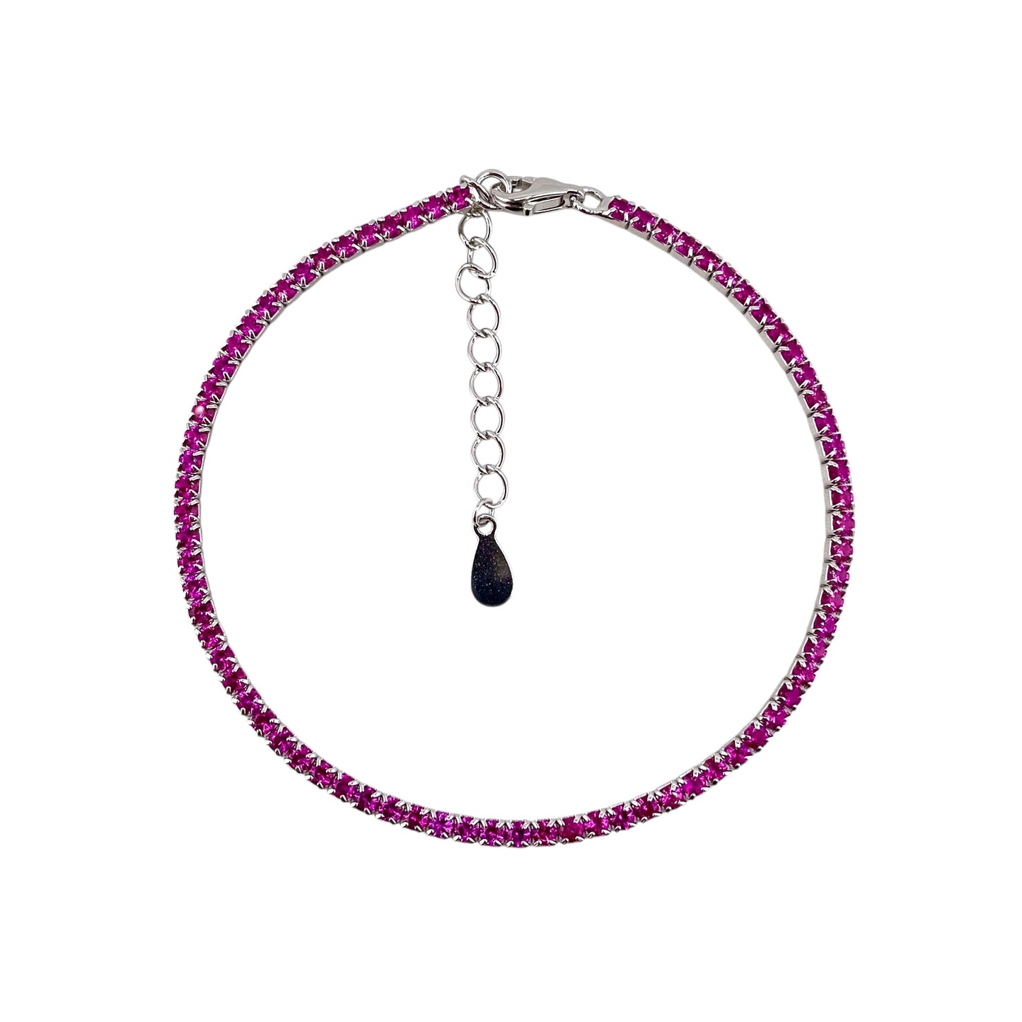 CZ Stone Link Tennis Bracelet Sterling Silver