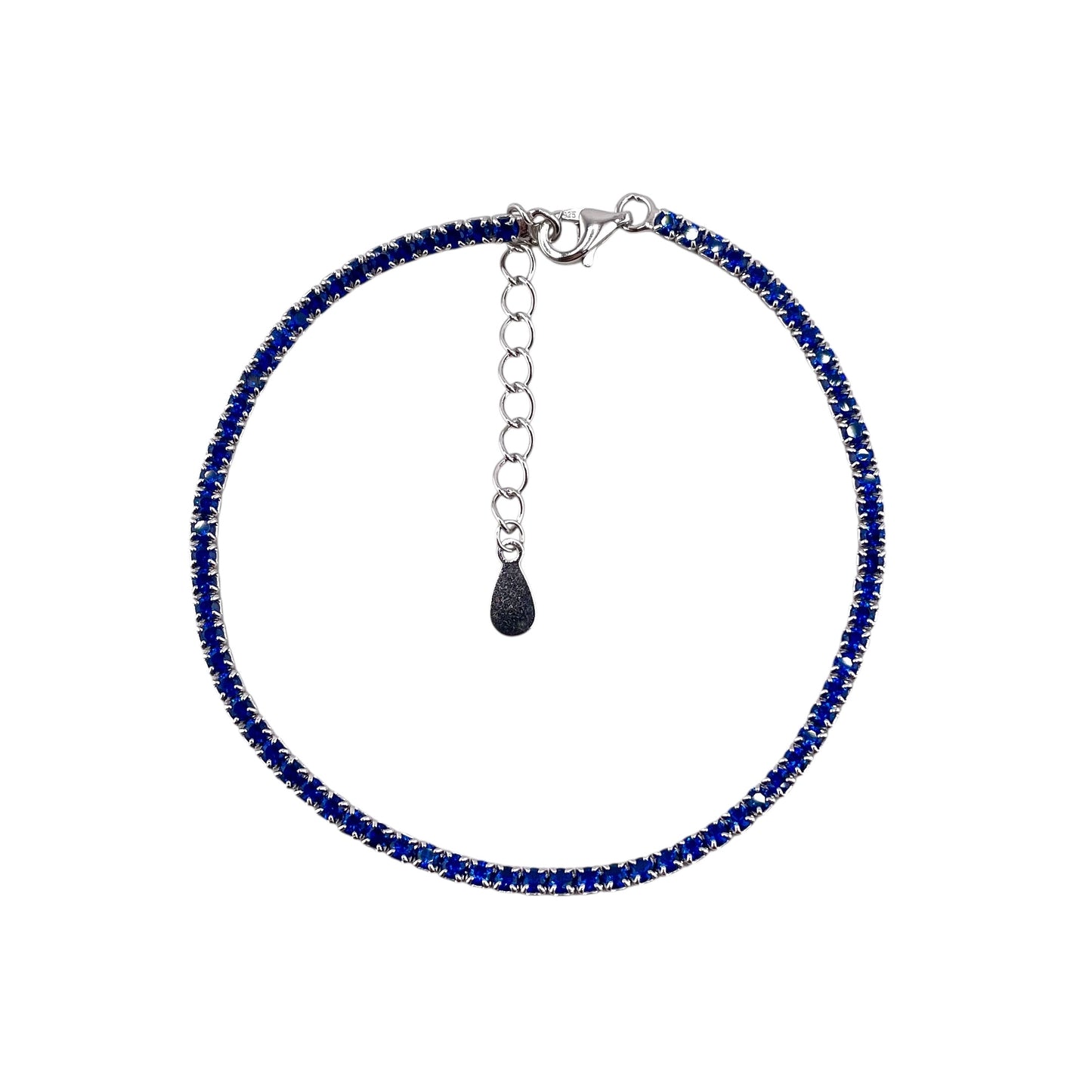 CZ Stone Link Tennis Bracelet Sterling Silver