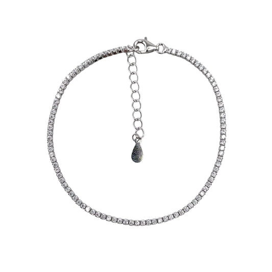 CZ Stone Link Tennis Bracelet Sterling Silver
