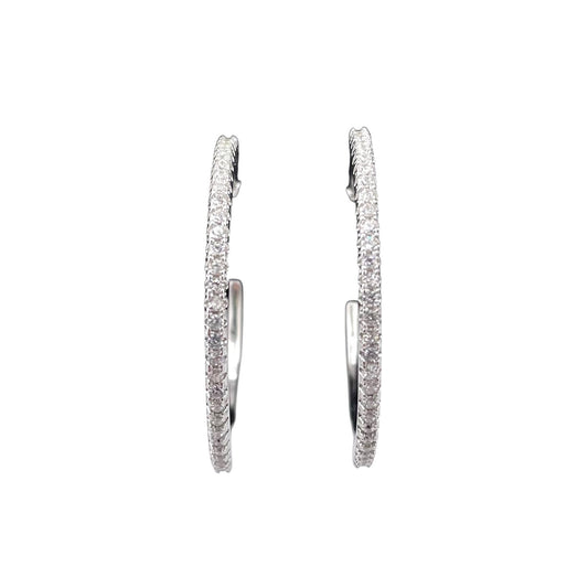 CZ Hoop Earrings Sterling Silver