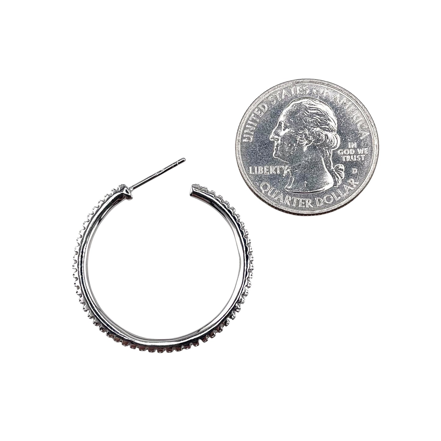 CZ Hoop Earrings Sterling Silver