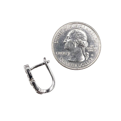 CZ Stud Interlink Earrings Sterling Silver