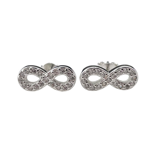 CZ Infinity Stud Earrings Sterling Silver