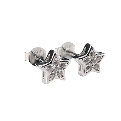CZ Star Stud Earrings Sterling Silver