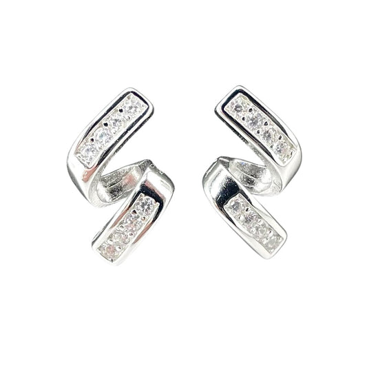 CZ Wrap Stud Earrings Sterling Silver