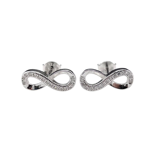 CZ Infinity Stud Earrings Sterling Silver