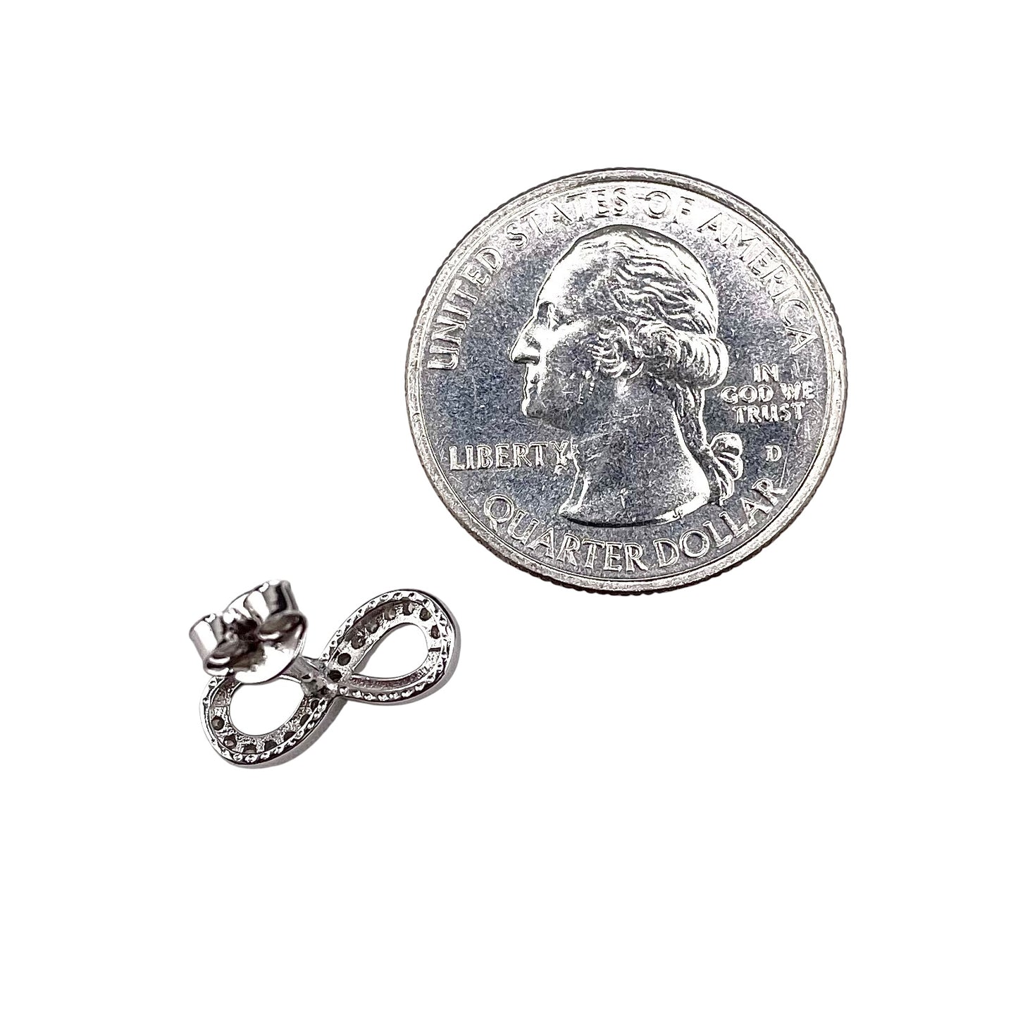 CZ Infinity Stud Earrings Sterling Silver