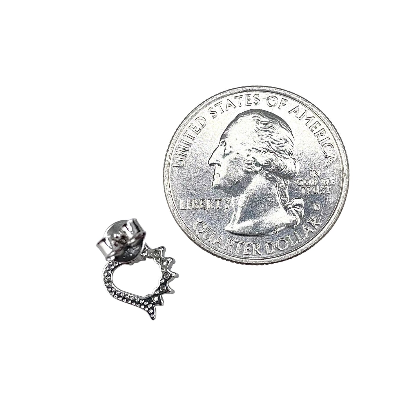 CZ Heart Stud Earrings Sterling Silver