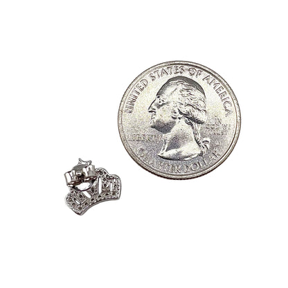 CZ Crown Stud Earrings Sterling Silver