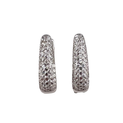 CZ Huggie Hoop Earrings Sterling Silver