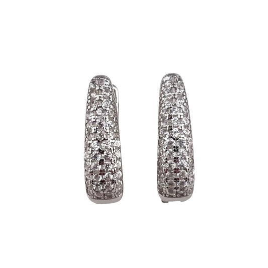 CZ Huggie Hoop Earrings Sterling Silver