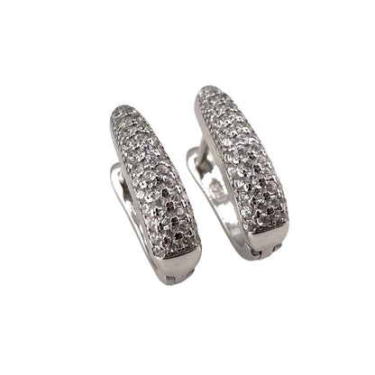 CZ Huggie Hoop Earrings Sterling Silver