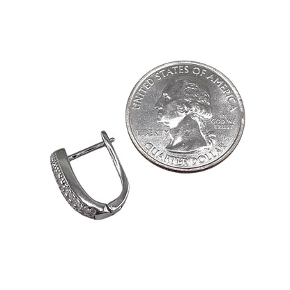 CZ Huggie Hoop Earrings Sterling Silver