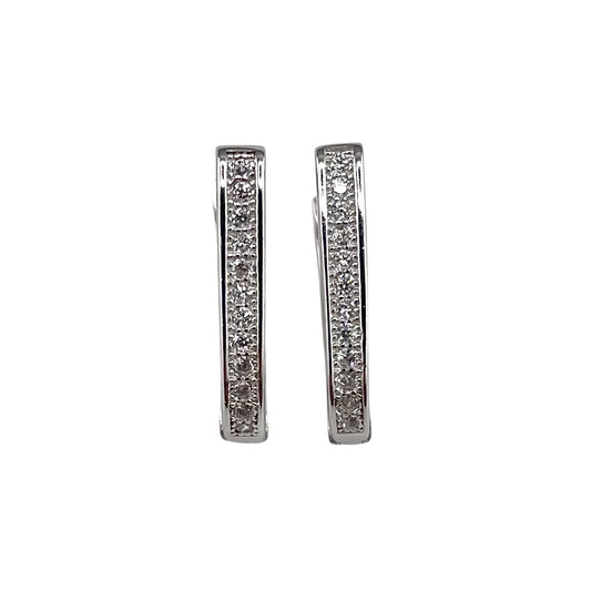 CZ Huggie Hoop Earrings Sterling Silver