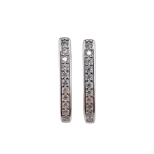 CZ Huggie Hoop Earrings Sterling Silver