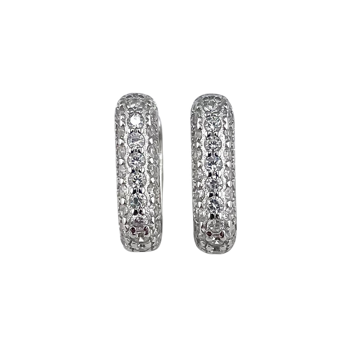 CZ Huggie Hoop Earrings Sterling Silver