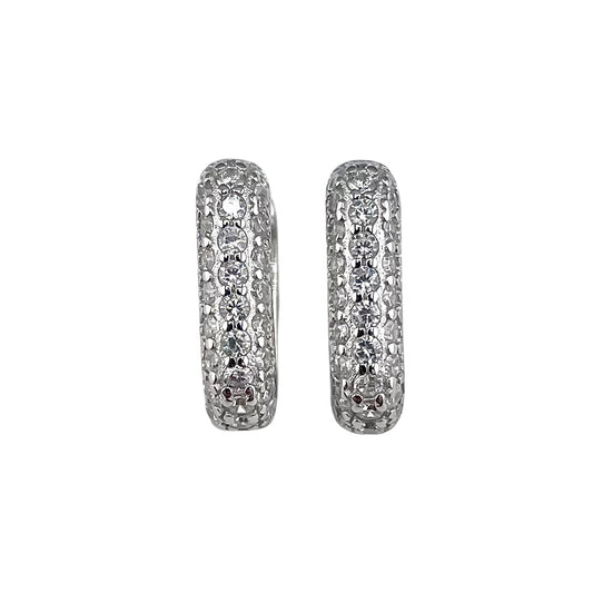 CZ Huggie Hoop Earrings Sterling Silver