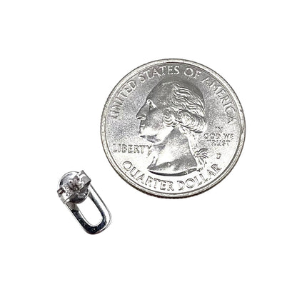 CZ Round Oval Post Earrings Sterling Silver