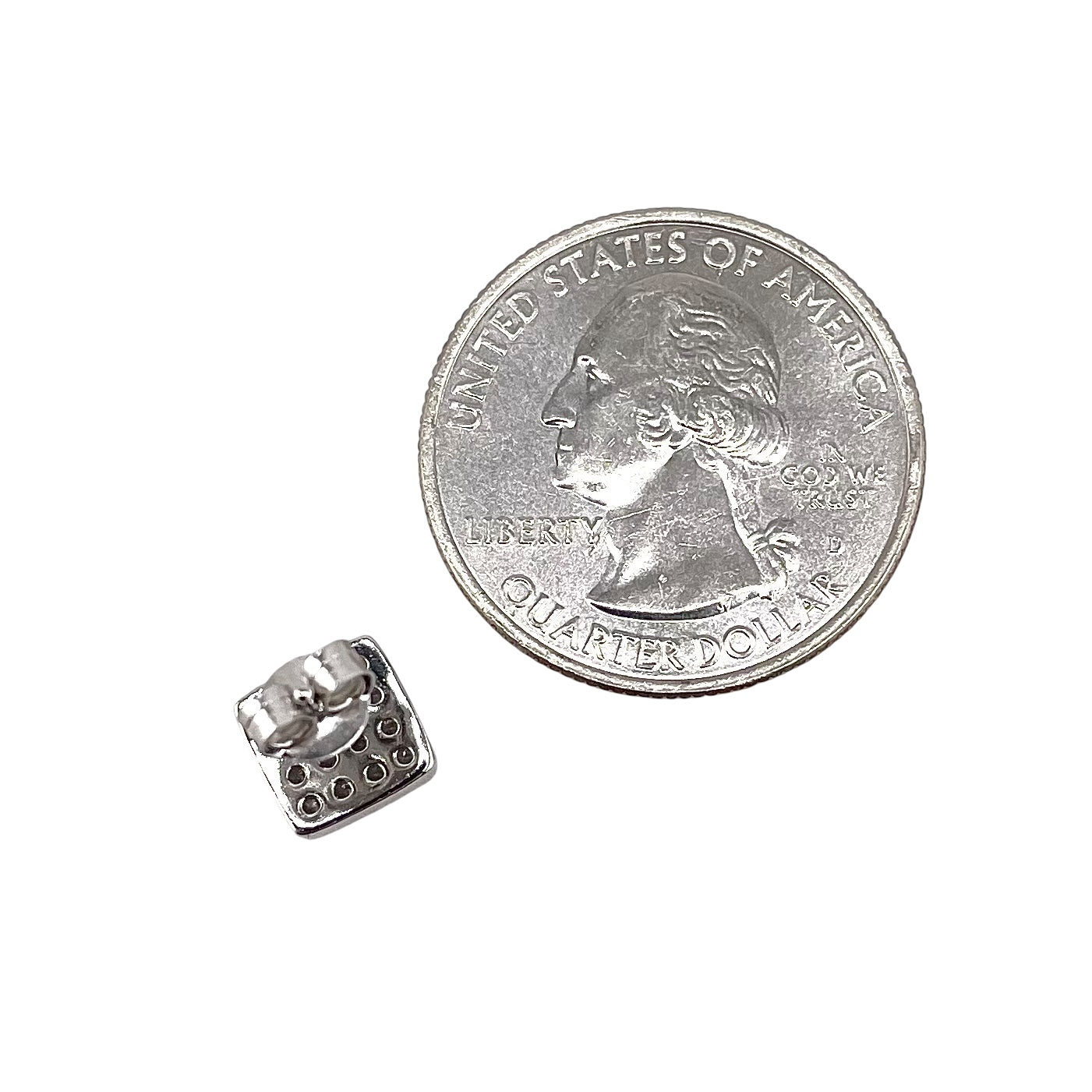 CZ Square Row Post Earrings Sterling Silver