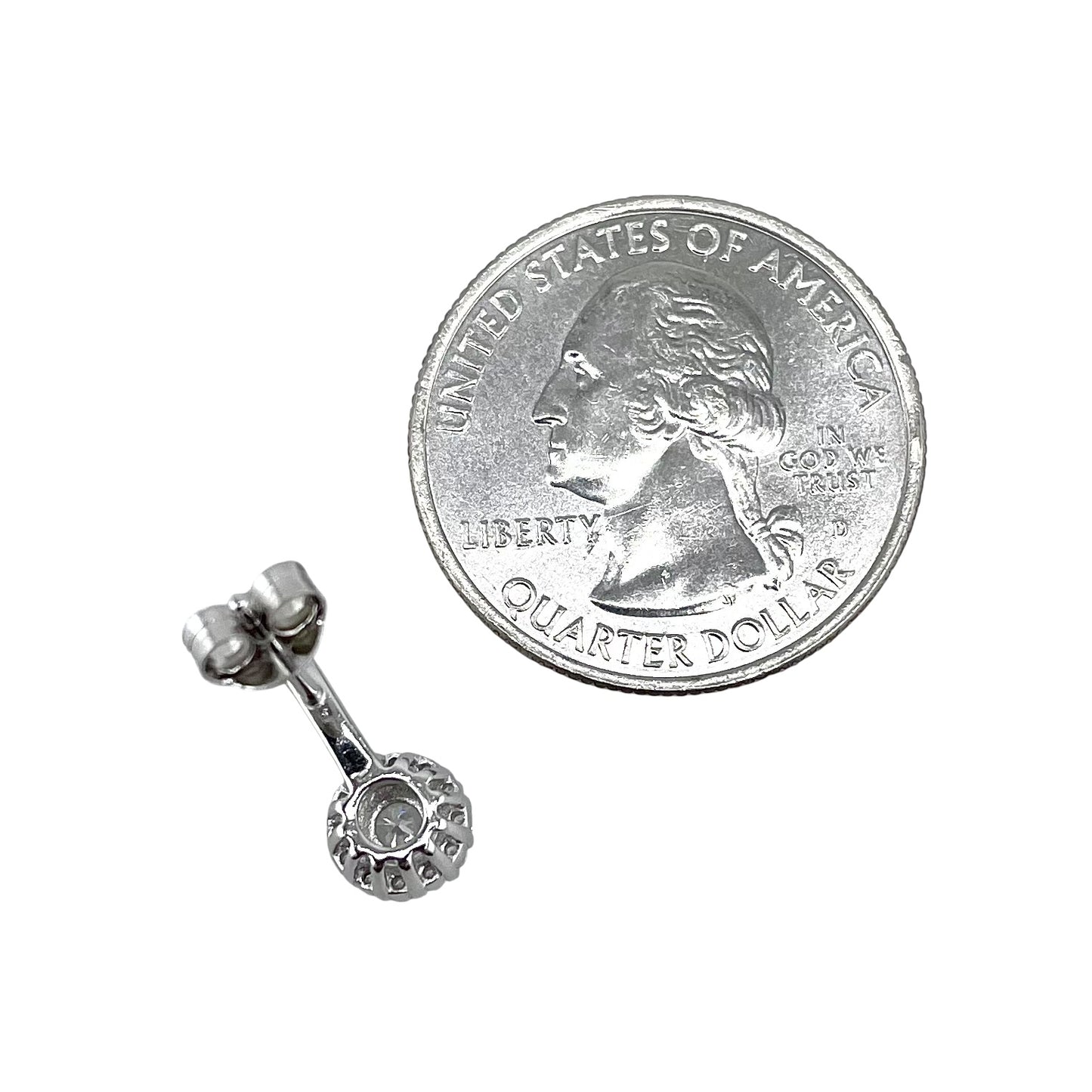 CZ Round Stone Post Earrings Sterling Silver