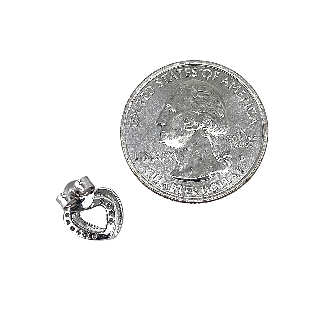 CZ Double Heart Post Earrings Sterling Silver
