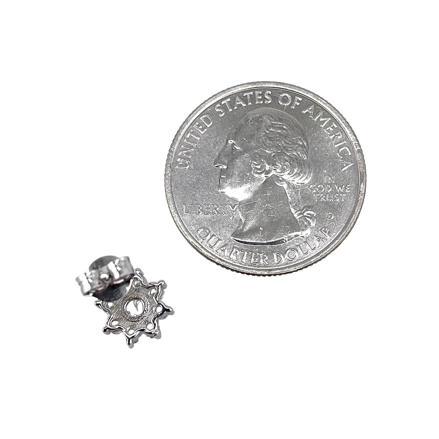 CZ Sunflower Post Earrings Sterling Silver