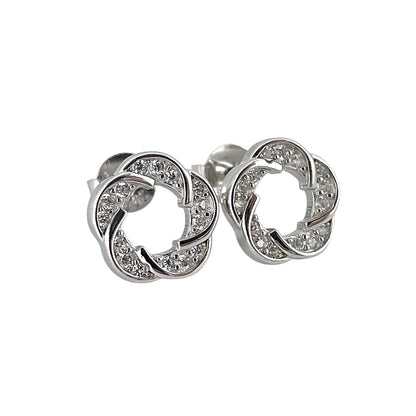 CZ Post Earrings Sterling Silver