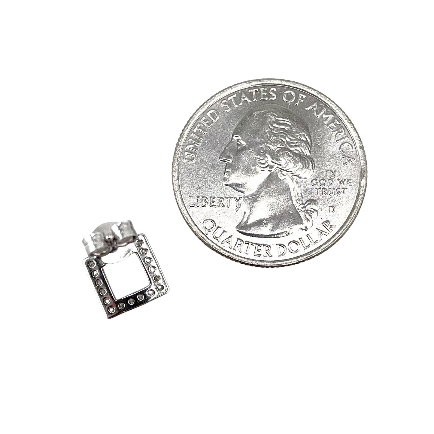 CZ Square Post Earrings Sterling Silver
