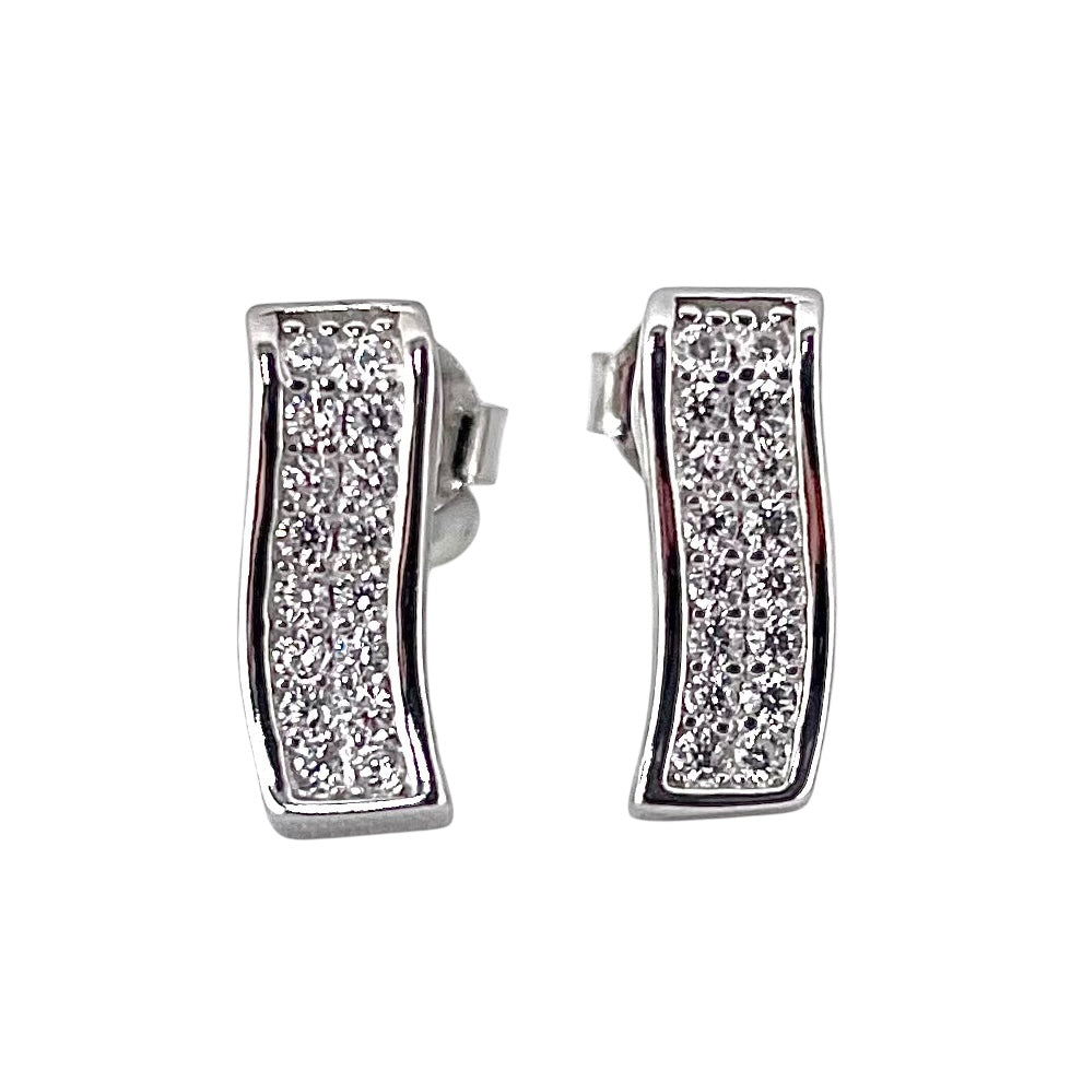 CZ Post Earrings Sterling Silver