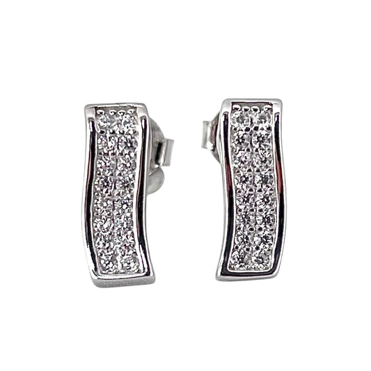 CZ Post Earrings Sterling Silver