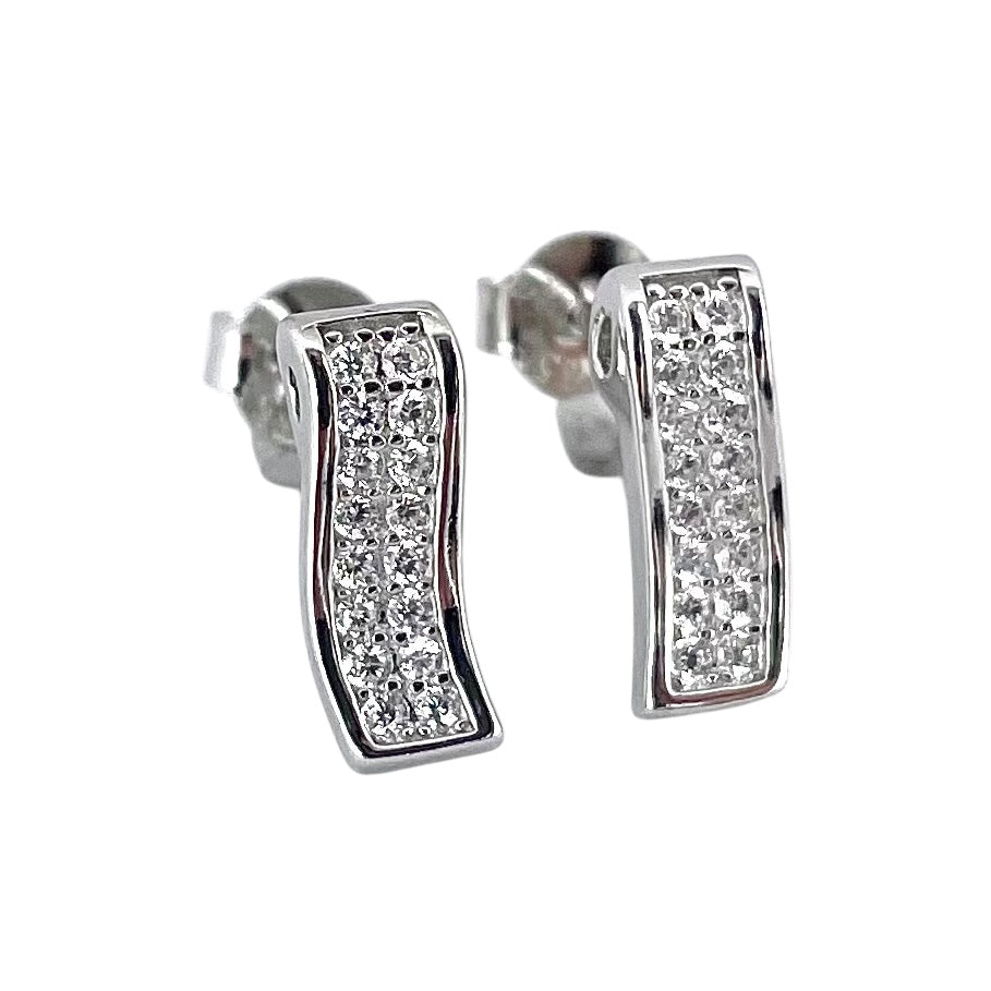CZ Post Earrings Sterling Silver