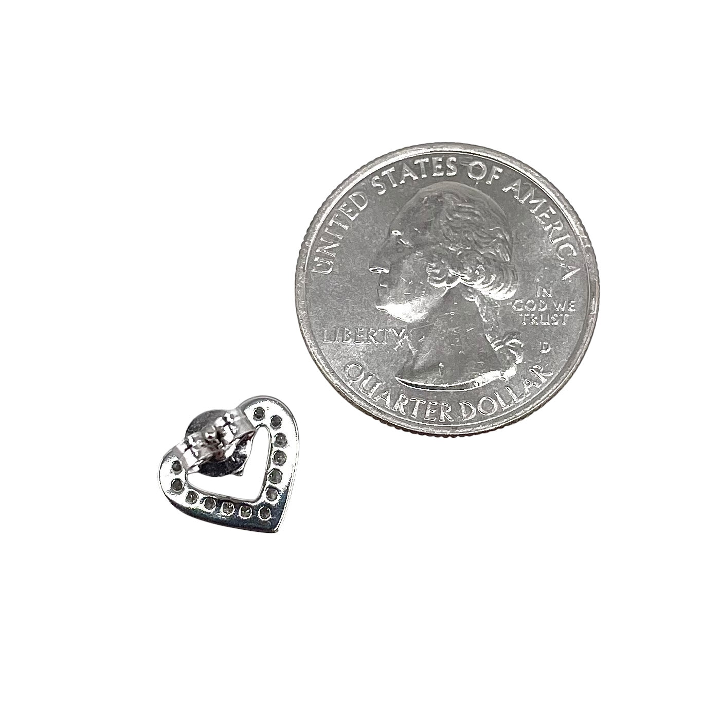 CZ Heart Post Earrings Sterling Silver