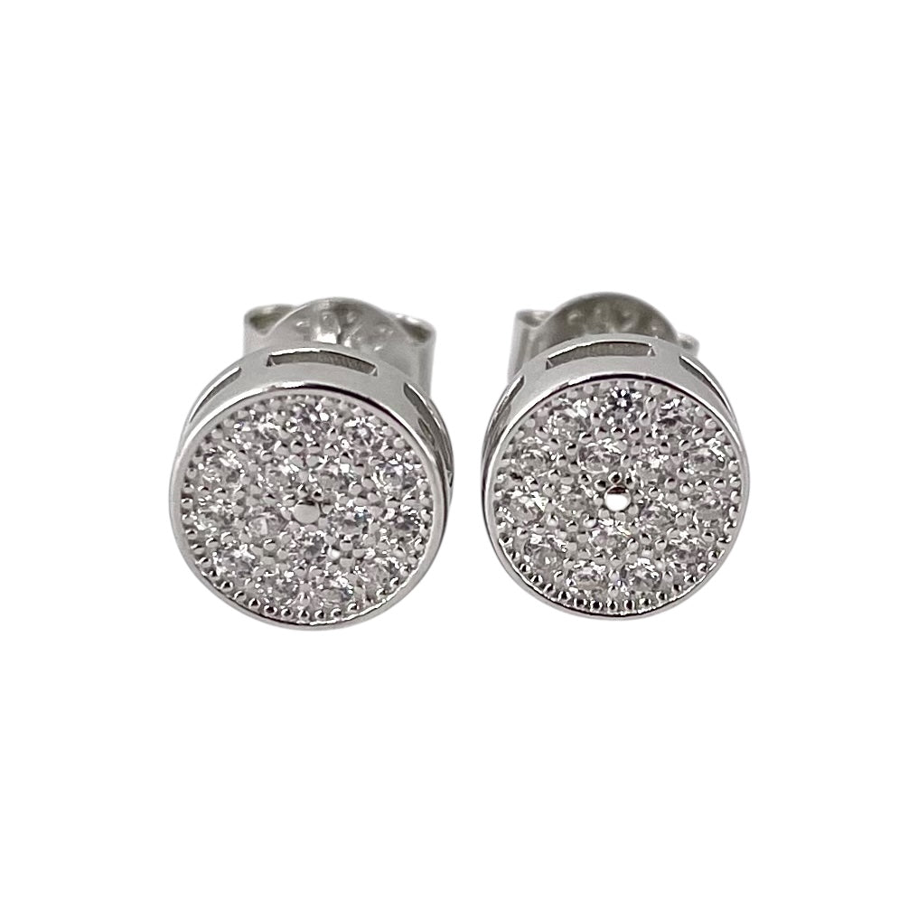 CZ Round Post Earrings Sterling Silver