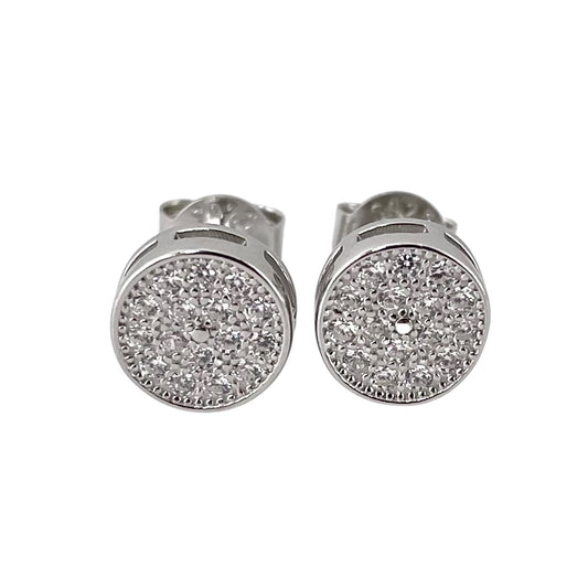 CZ Round Post Earrings Sterling Silver