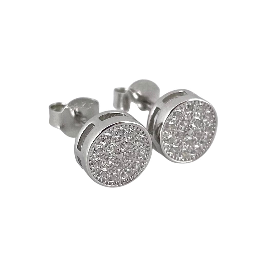 CZ Round Post Earrings Sterling Silver