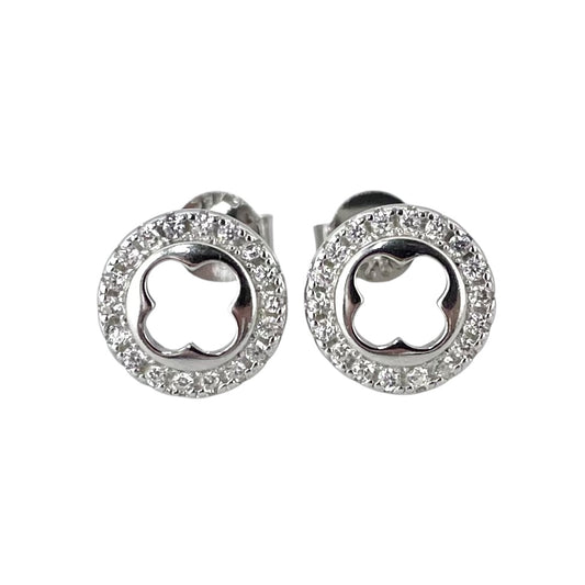 CZ Round Post Earrings Sterling Silver