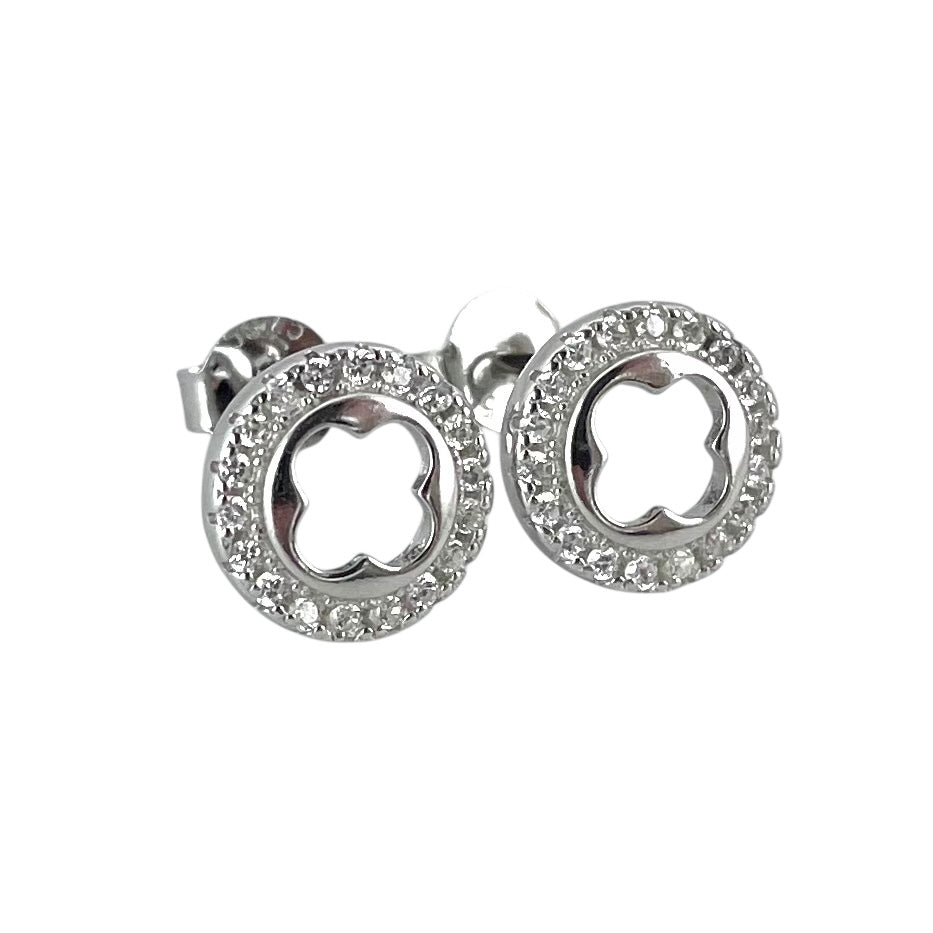CZ Round Post Earrings Sterling Silver