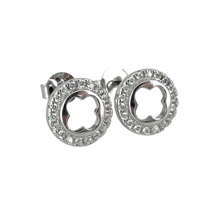CZ Round Post Earrings Sterling Silver