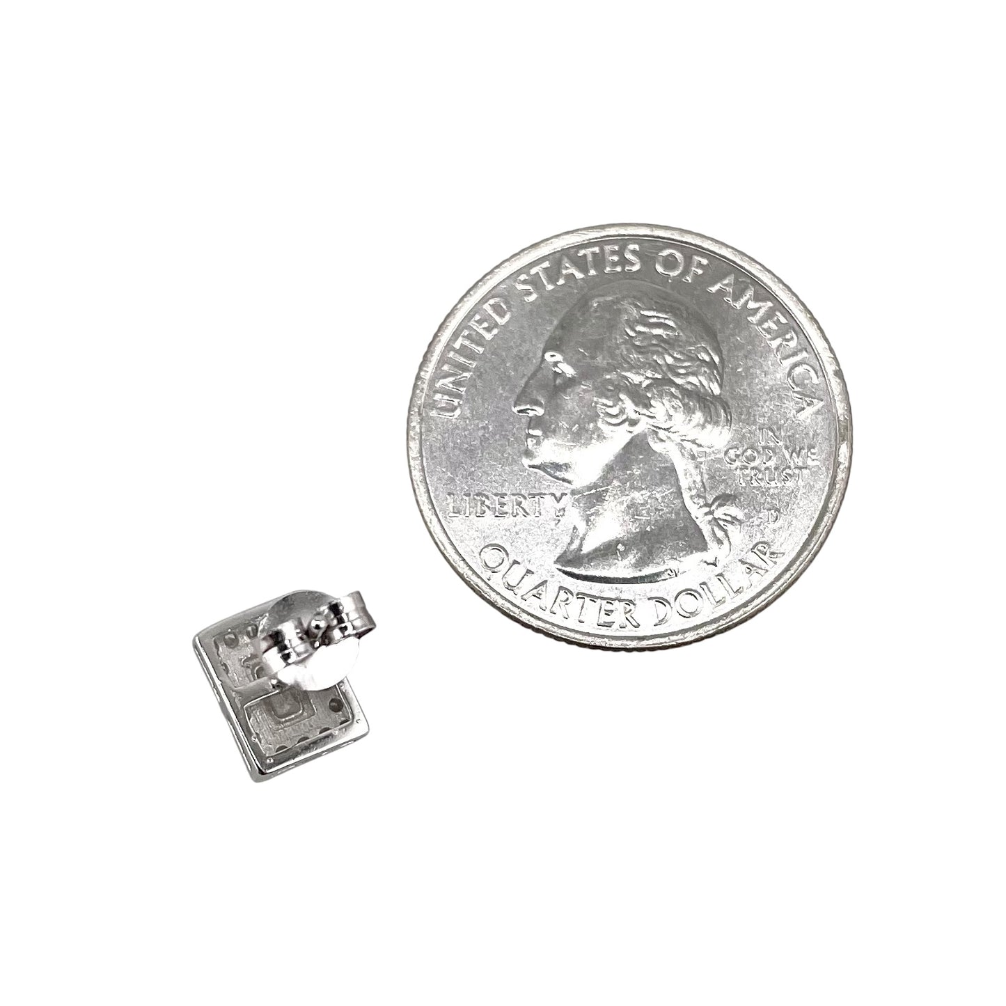 CZ Rectangle Post Earrings Sterling Silver