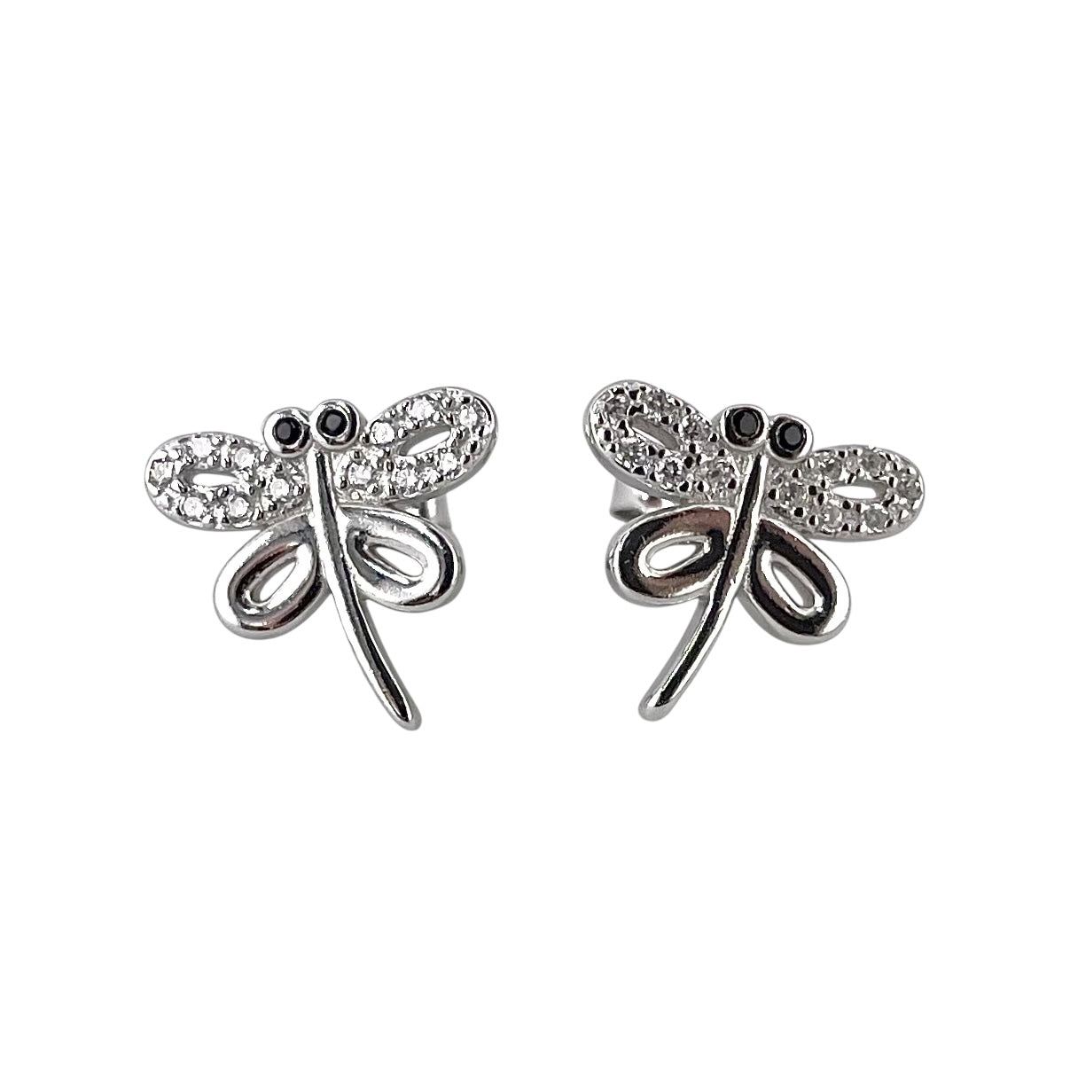 CZ Dragonfly Post Earrings Sterling Silver